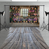 Lofaris Spring Rural Wooden Flower Shack Sweep Photo Backdrop